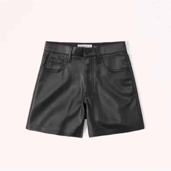Abercrombie & Fitch Black The Dad Short High Rise Vegan Leather Curve Love 29 - Picture 1 of 9